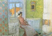 Carl Larsson Reading on the Veranda painting